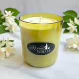 Recycled wine bottle candle in amber tumbler