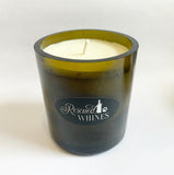 wine bottle candle made from recycled wine bottle.