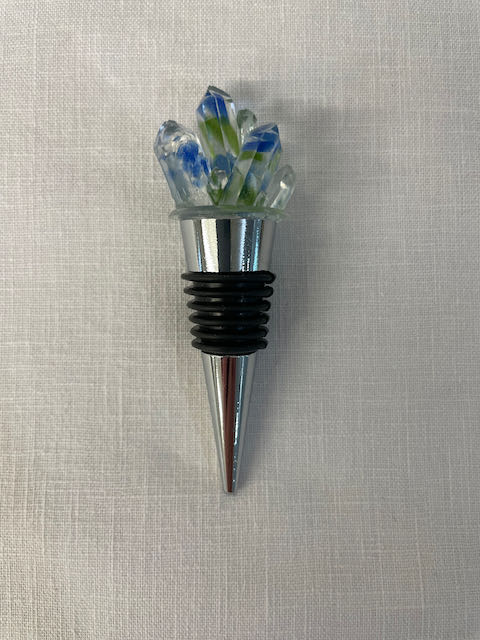 Unique resin wine bottle stopper with recycled wine bottle chips embedded inside.  Since our profit goes to animal rescue.