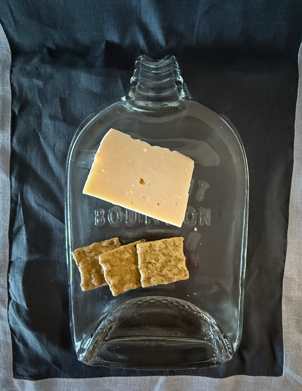 Slumped Bourbon bottle tray
