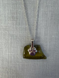 Glass necklace with paw charm