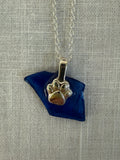Glass necklace with paw charm