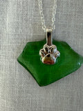 Glass necklace with paw charm