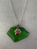 Glass necklace with paw charm