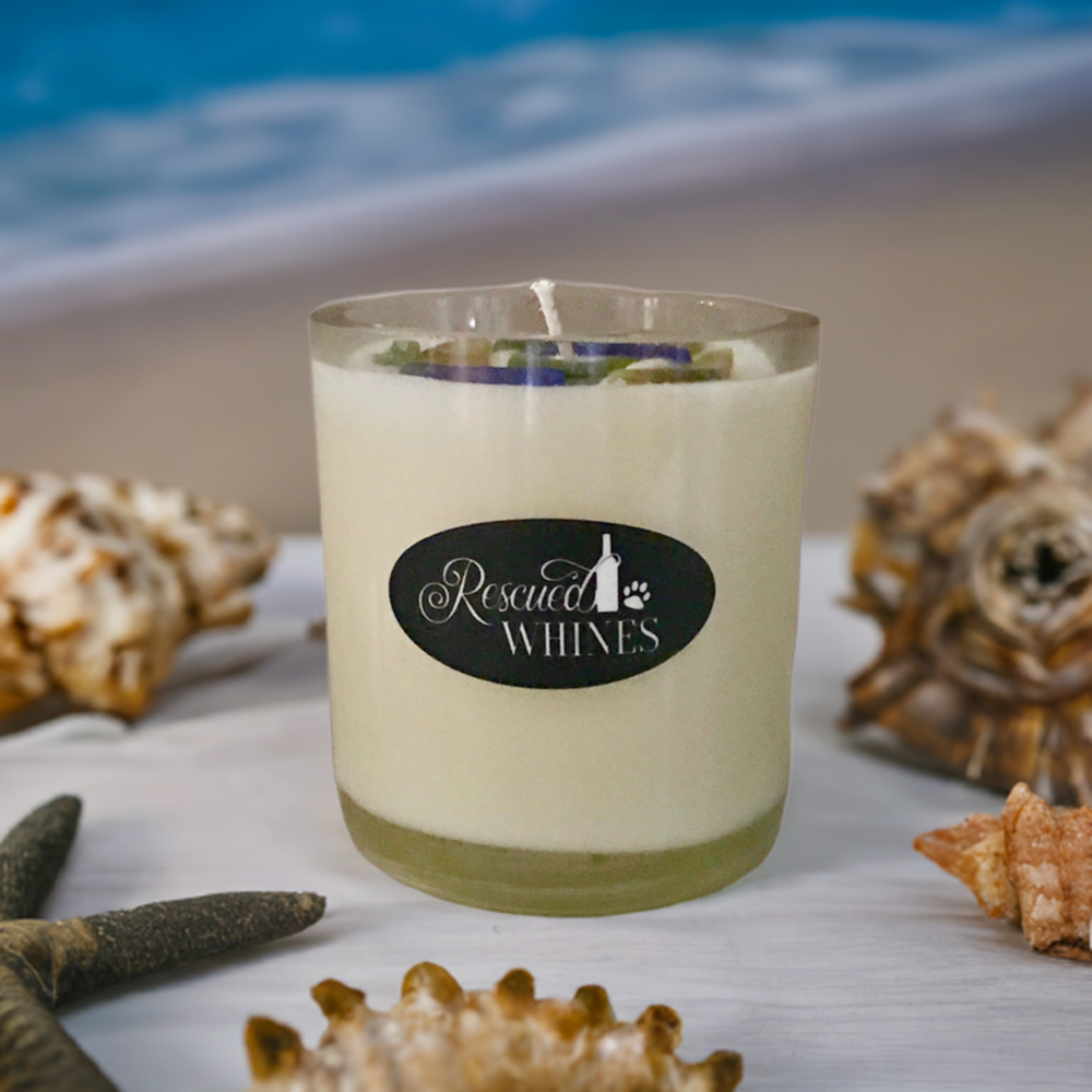 Coastal Candle from recycled wine bottle