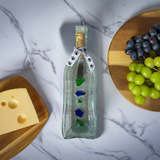 Clear Slumped Wine Bottle Tray with embedded wine bottle glass