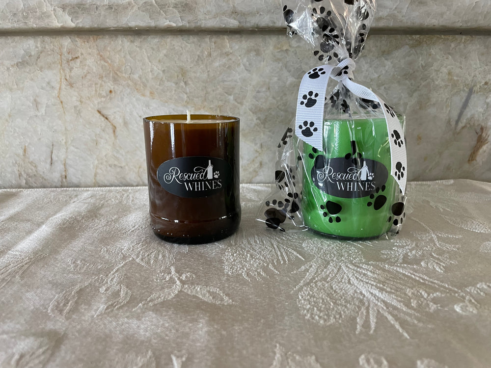 Soy wax candle in recycled beer bottle