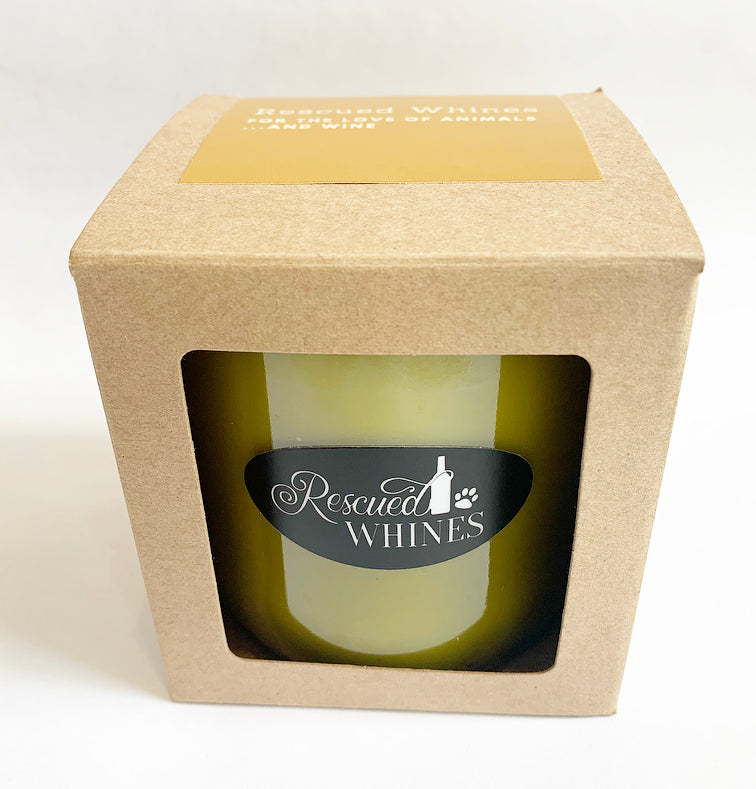 wine bottle candle that benefits animal rescue